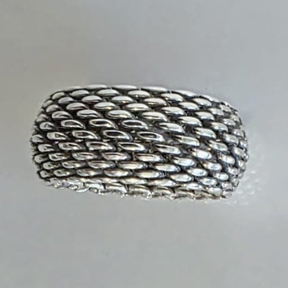 TIFFANY & CO. Somerset Sterling Silver Mesh Dome Ring - Picture 5 of 12